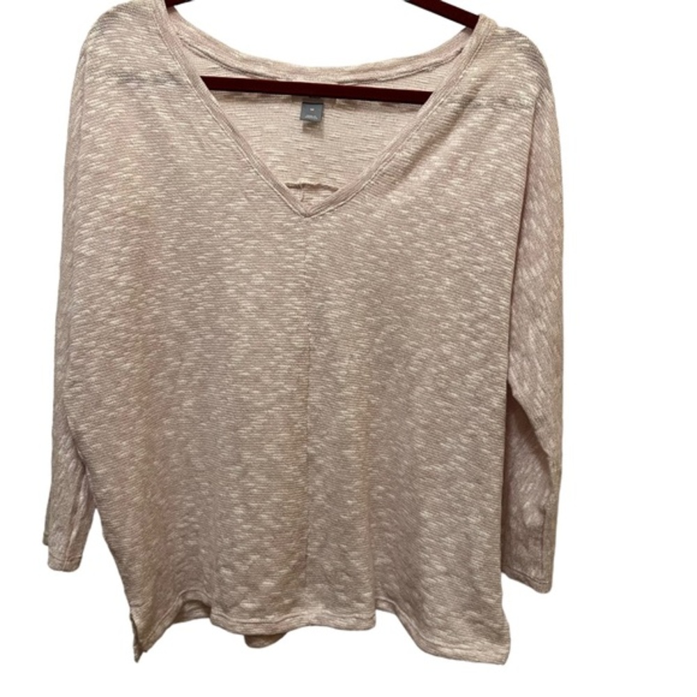 Old Navy Light Pink and White Marled Oversized Long Sleeve Soft Knit Top Size M